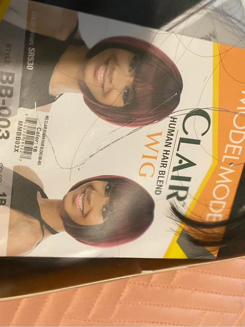 CLAIR Human Hair Blend Wig - Black with Burgundy Highlights